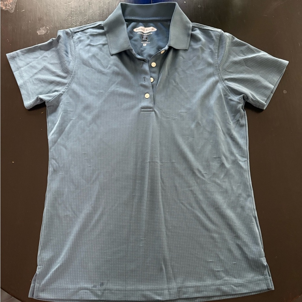 Pebble Beach Gray Blue Short Sleeve Polo